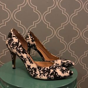 Floral black and white Vince camuto heels